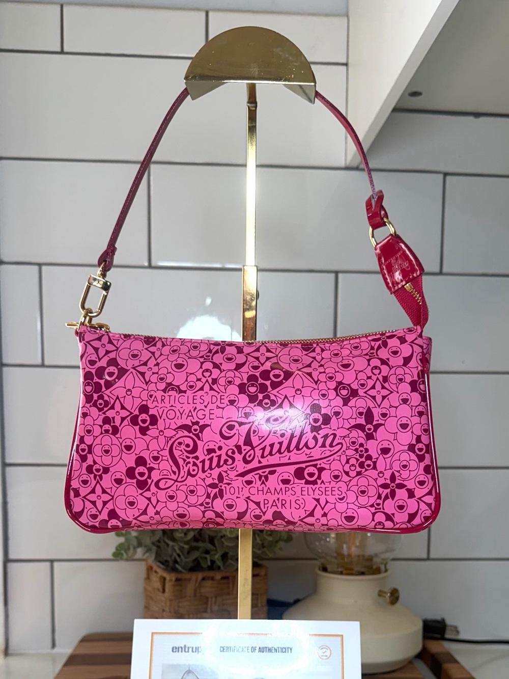 RARE Louis Vuitton x Takashi Murakami Cosmic Blossom Rose Pochette 2010